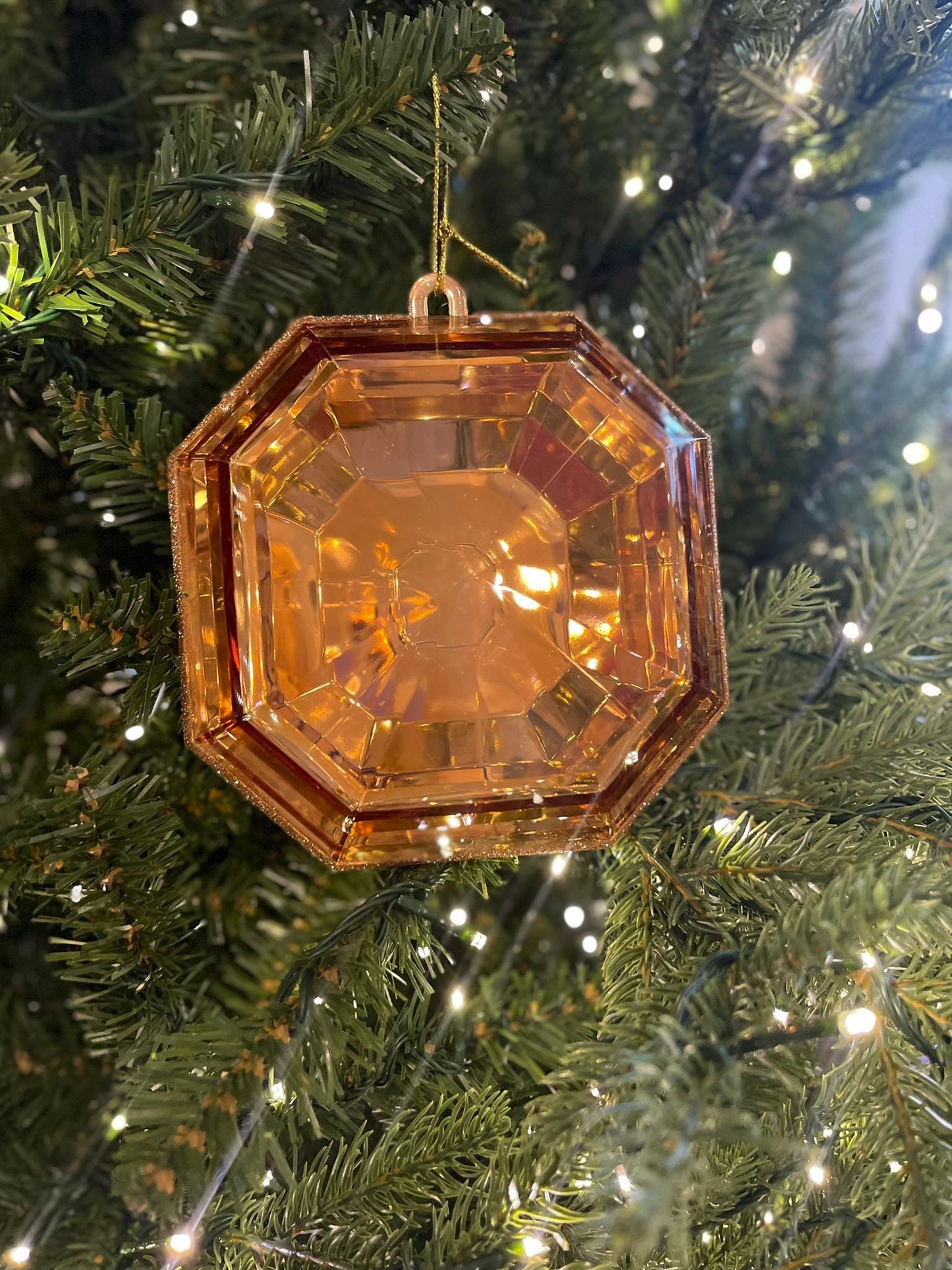 6" Copper Orange Jewel Ornament, Jewel Oramnet