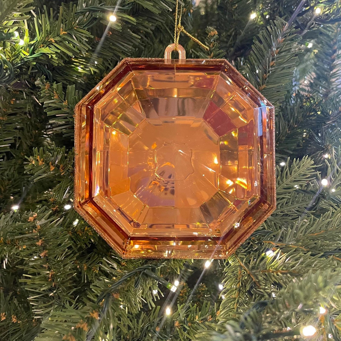 6" Copper Orange Jewel Ornament, Jewel Oramnet