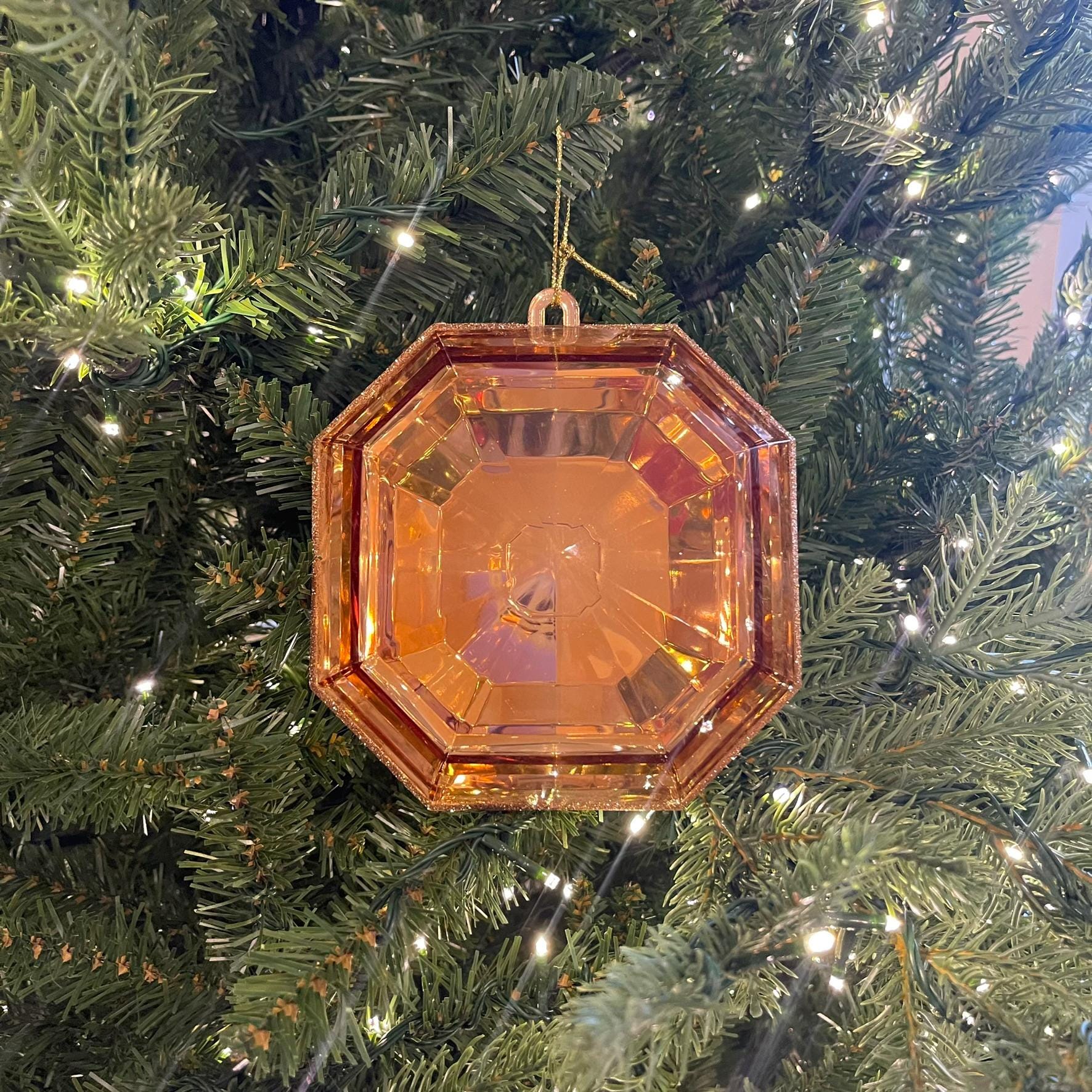 6" Copper Orange Jewel Ornament, Jewel Oramnet