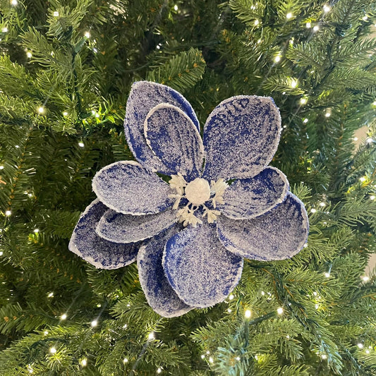 23" Midnight Blue Magnolia Stem, Blue Christmas Magnolia, Holiday Decor, Wreath Supply, Tree Topper Decorations, Christmas Floral