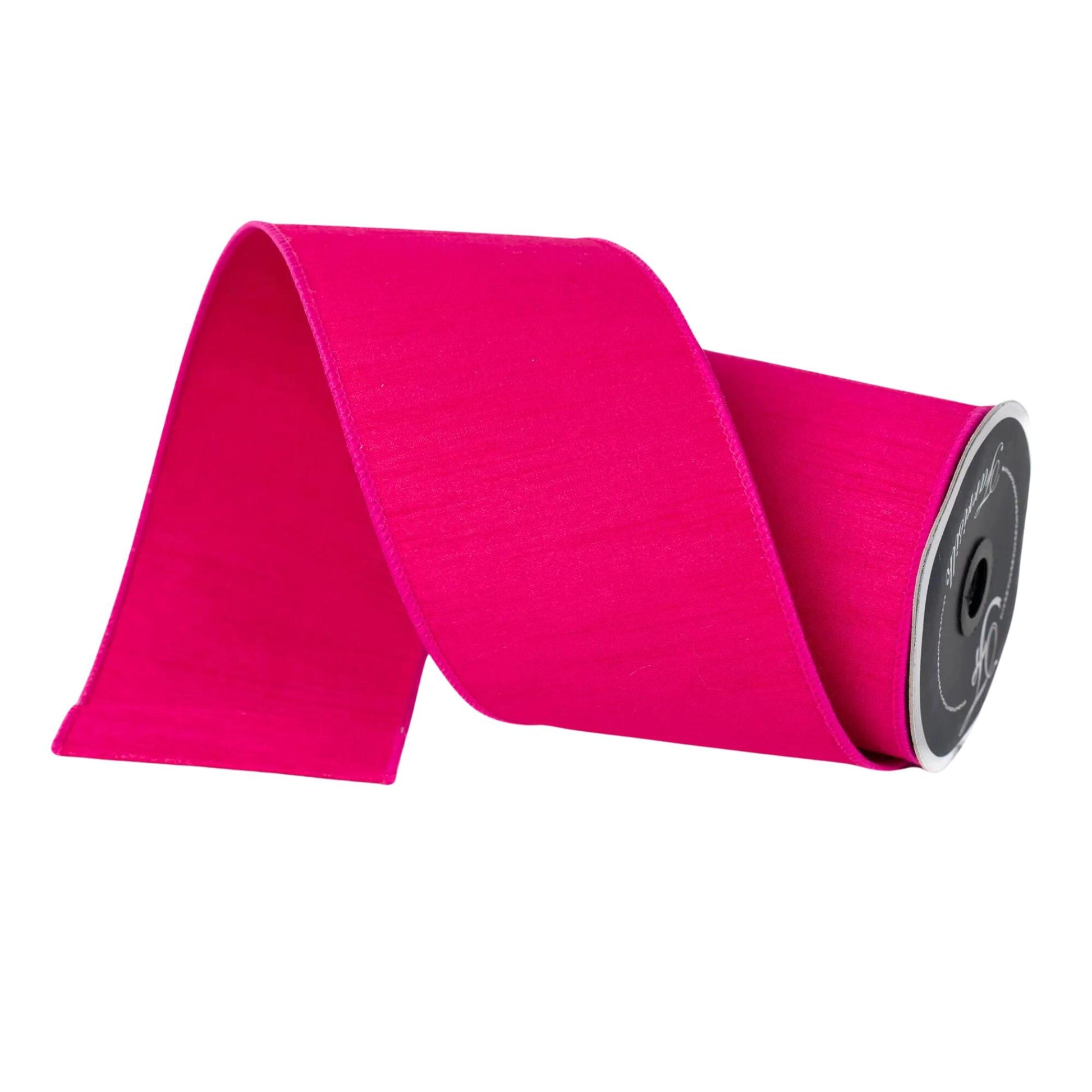 4” Hot Pink Dupion Ribbon, Farrisilk ribbon, wired ribbon, Spring Ribbon, Easter Ribbon, pink ribbon, Fuchsia Ribbon, RK610-08