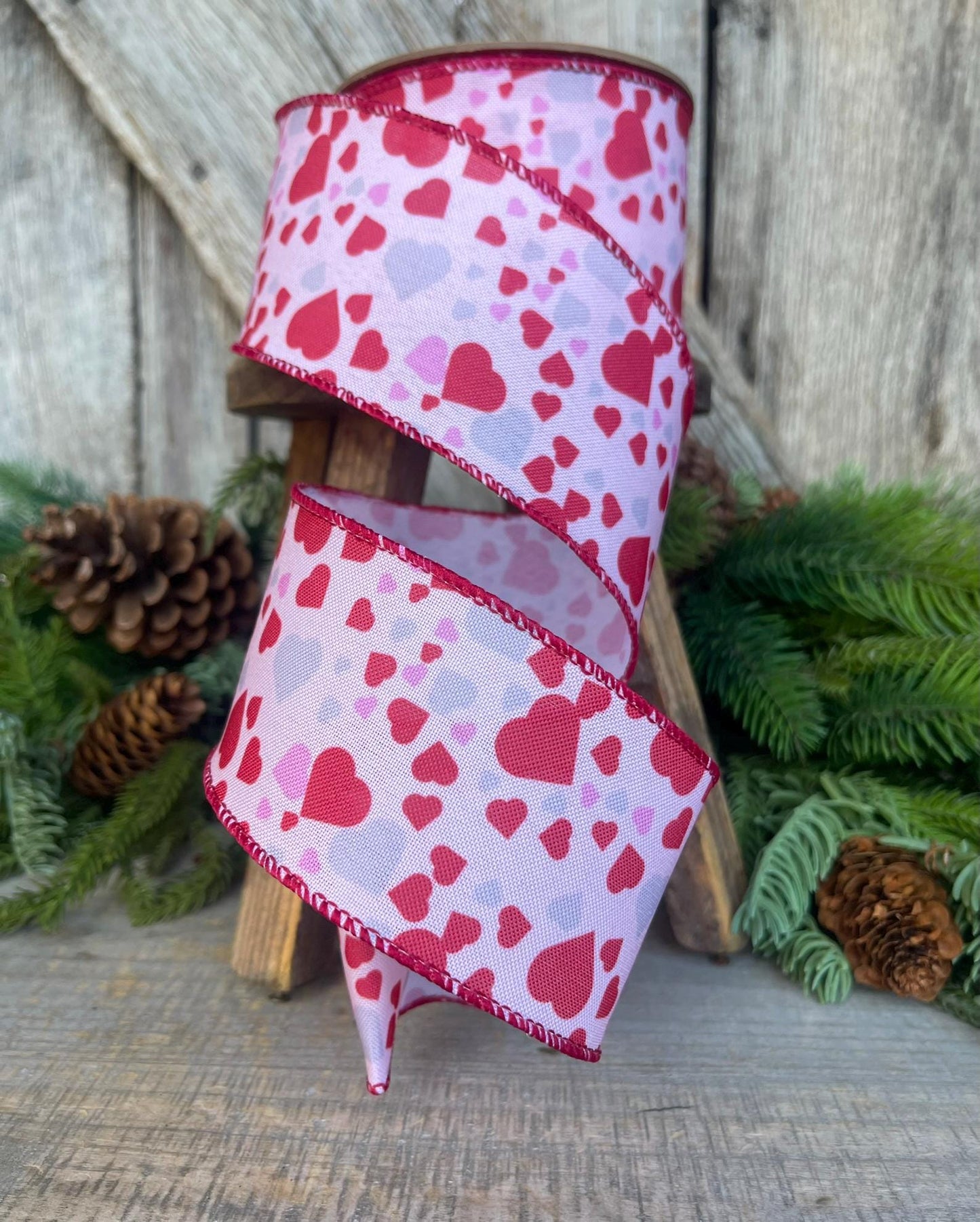 2.5" Heart Valentine Ribbon, Heart Ribbon