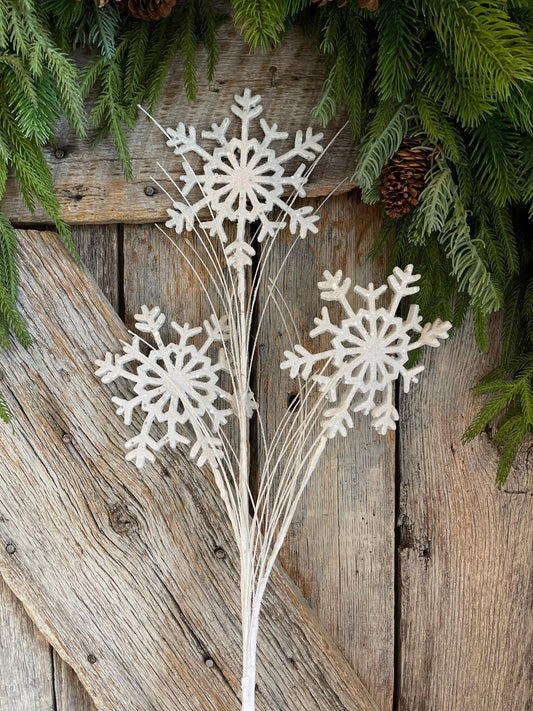 31" White Snowflake Spray, Christmas Tree Spray, Snowflake Christmas Tree, Winter Spray, Tree Topper Spray, White Snowflake Spray, 64494-WT