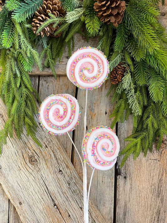 23" Pink Lollipop Spray, Sprinkles Lollipop Ornament