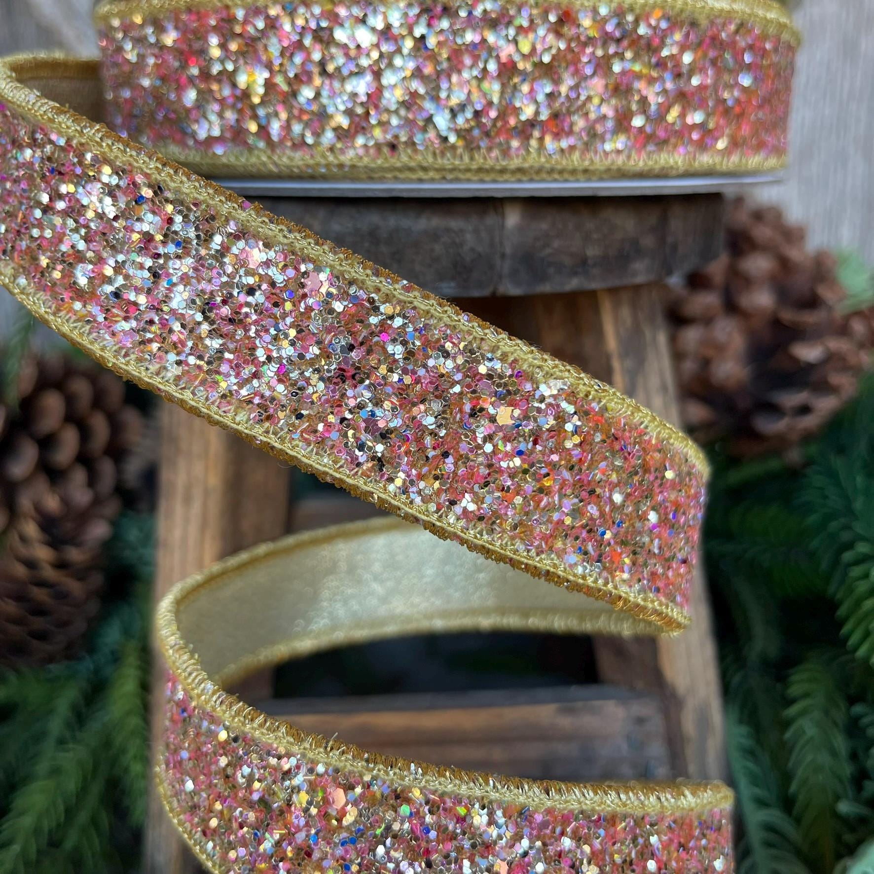 1" Candy Glitter Ribbon, Farrisilk Ribbon