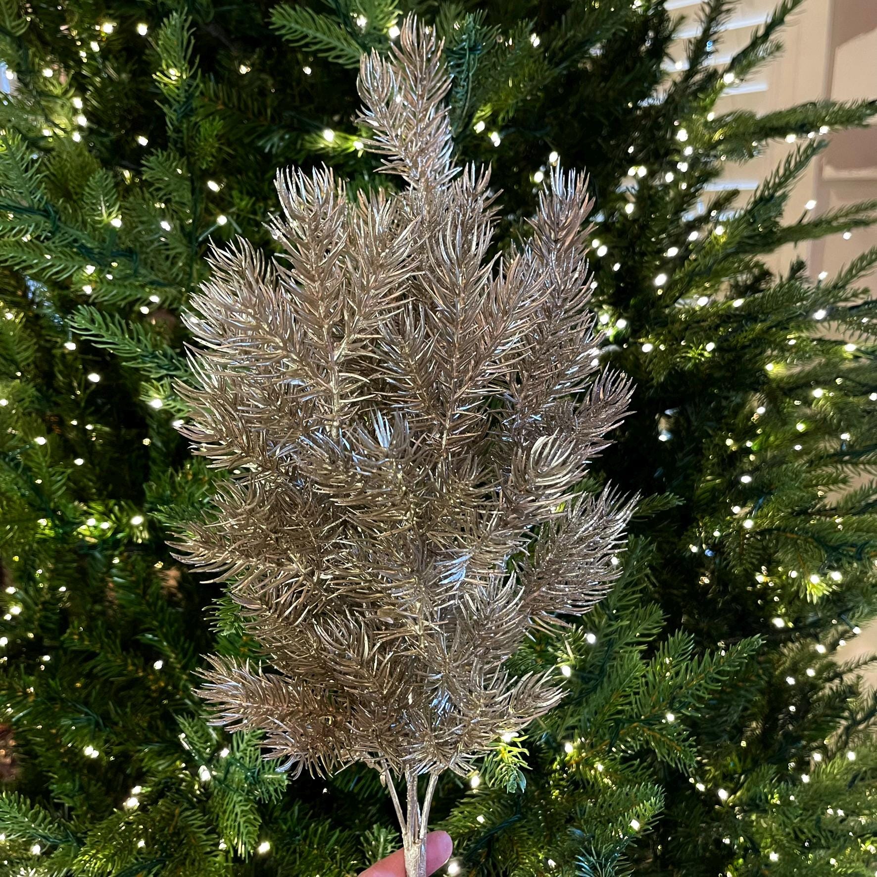 20" Champagne Gold Pine Bush, Gold Christmas SPray