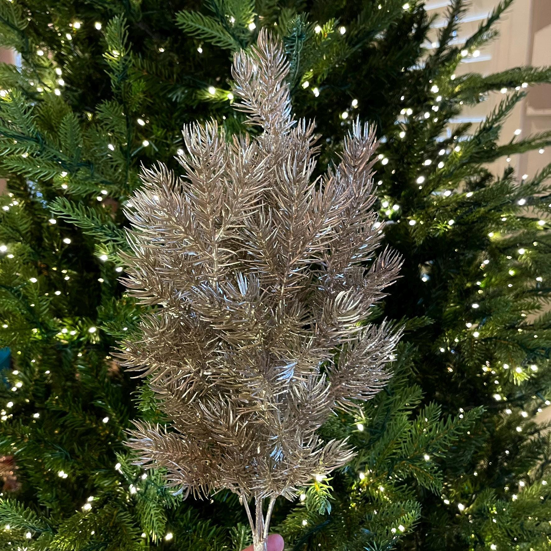 20" Champagne Gold Pine Bush, Gold Christmas SPray