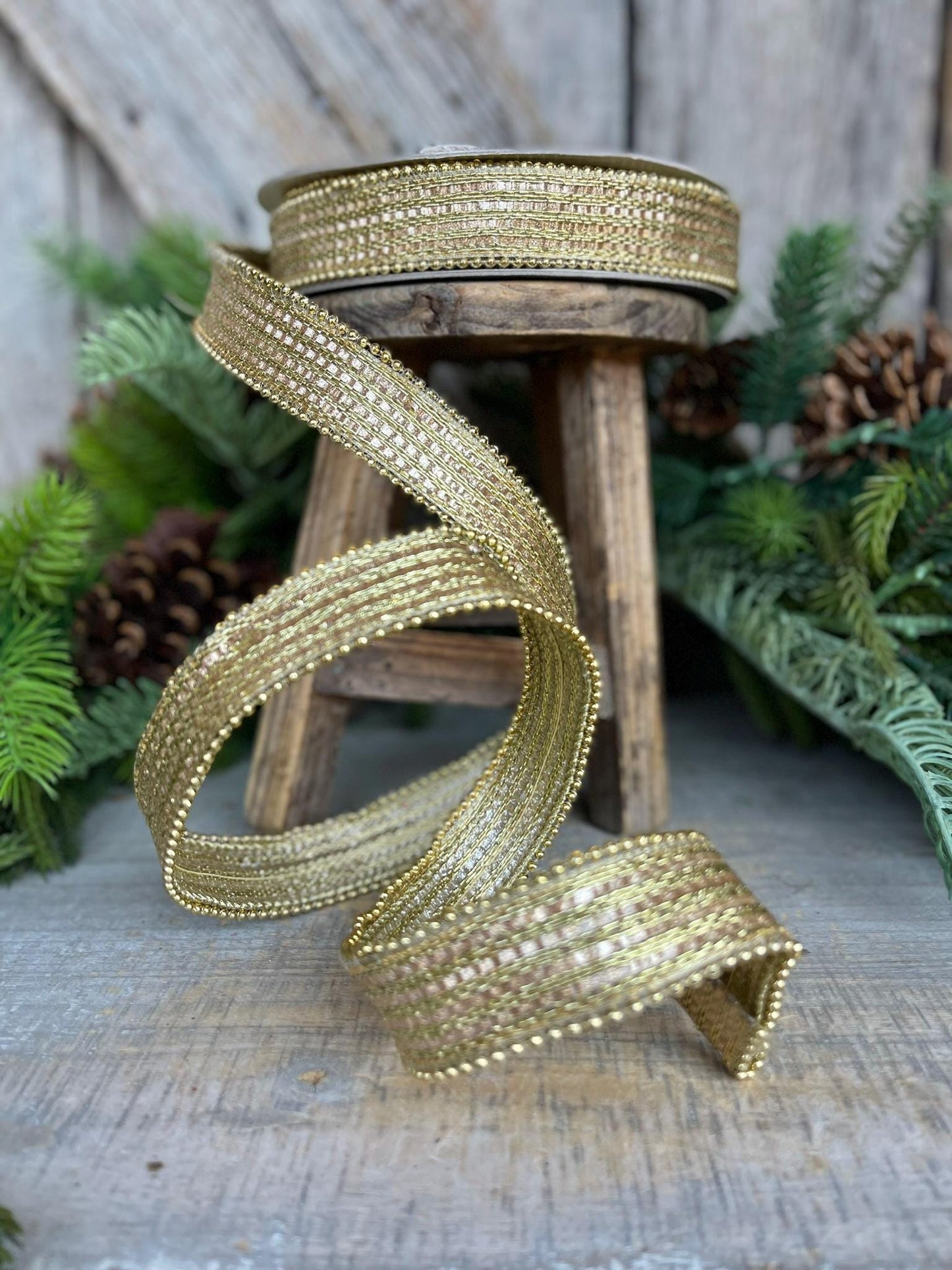 1" Gold Metallic Ribbon, Farrisilk Ribbon