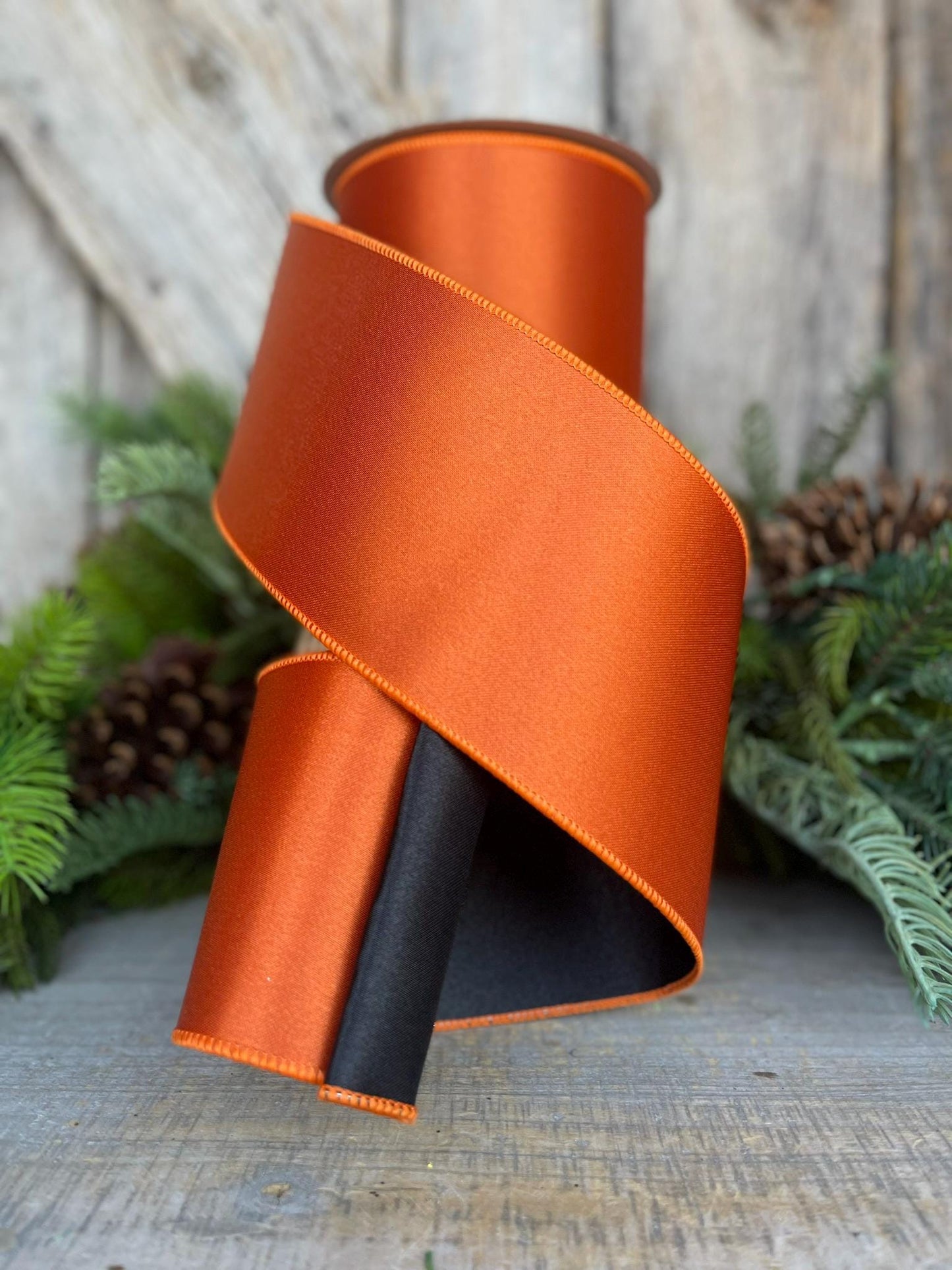 4" Orange Black Satin Ribbon, Farrisilk Ribbon