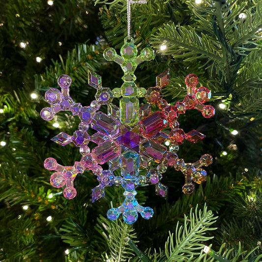 5" Iridescent Snowflake Ornament, Shatterproof Ornament, Snowflake Ornament, Colorful Ornament, Christmas Tree Ornament