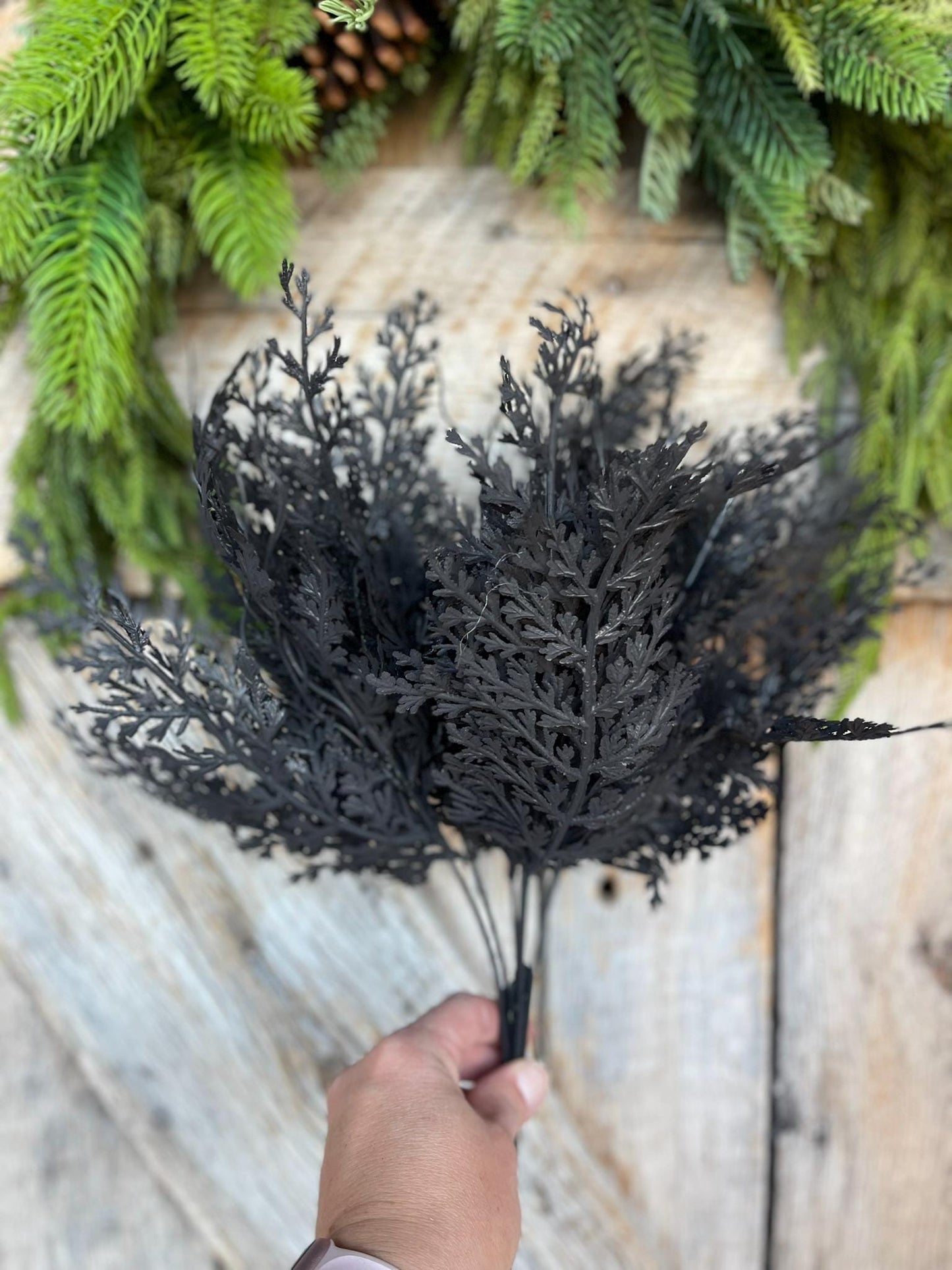 19" Black Greenery Bush, Black Pine Bush