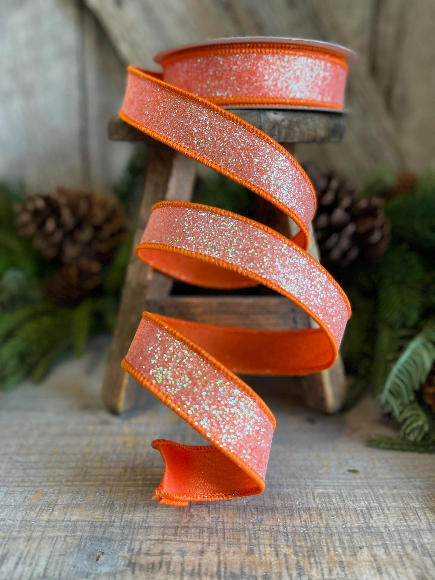 1" Orange Sugar Frost Ribbon, Farrisilk Ribbon