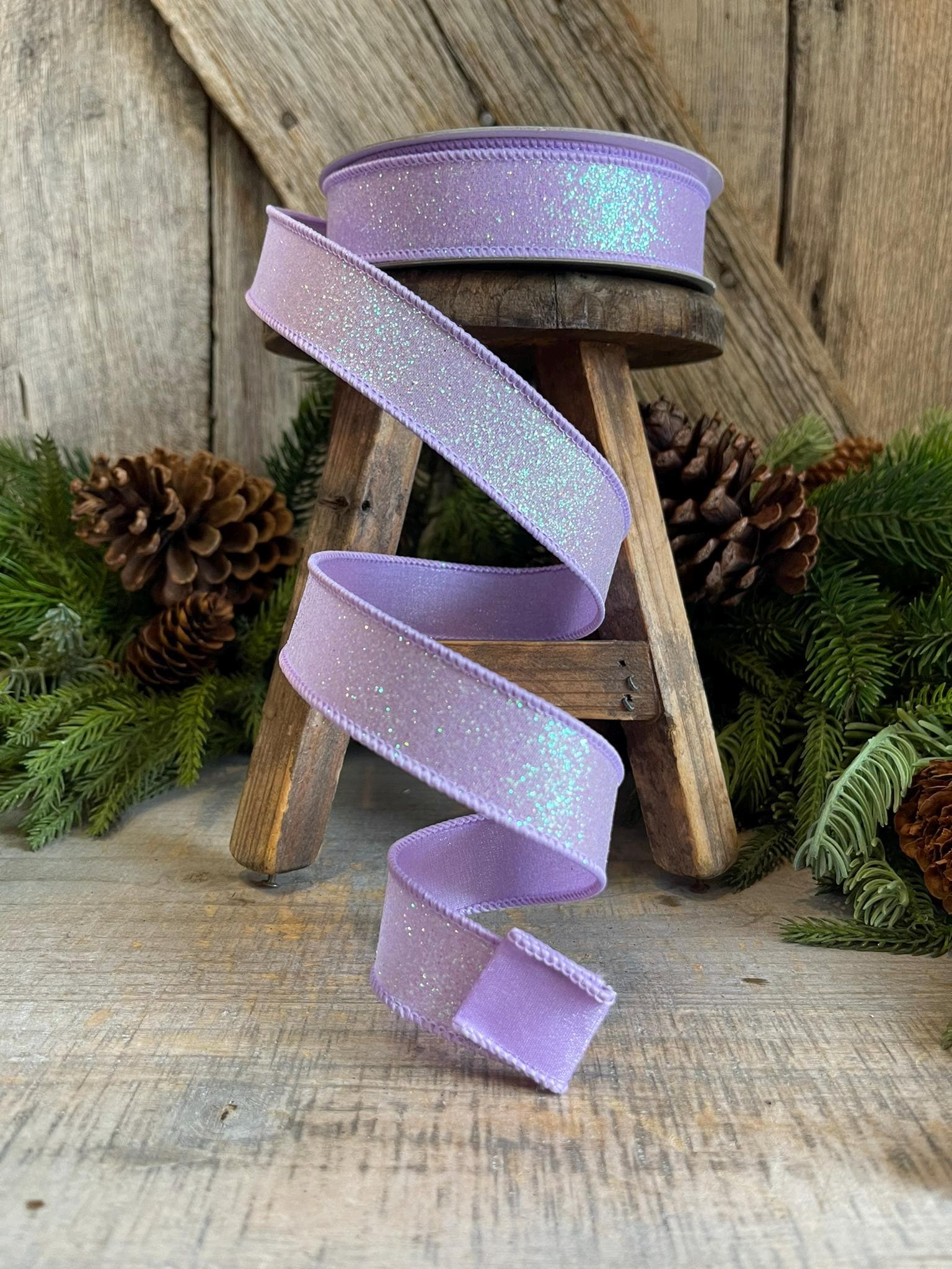 1" Purple Lavender Sugar Frost Ribbon, Farrisilk Ribbon