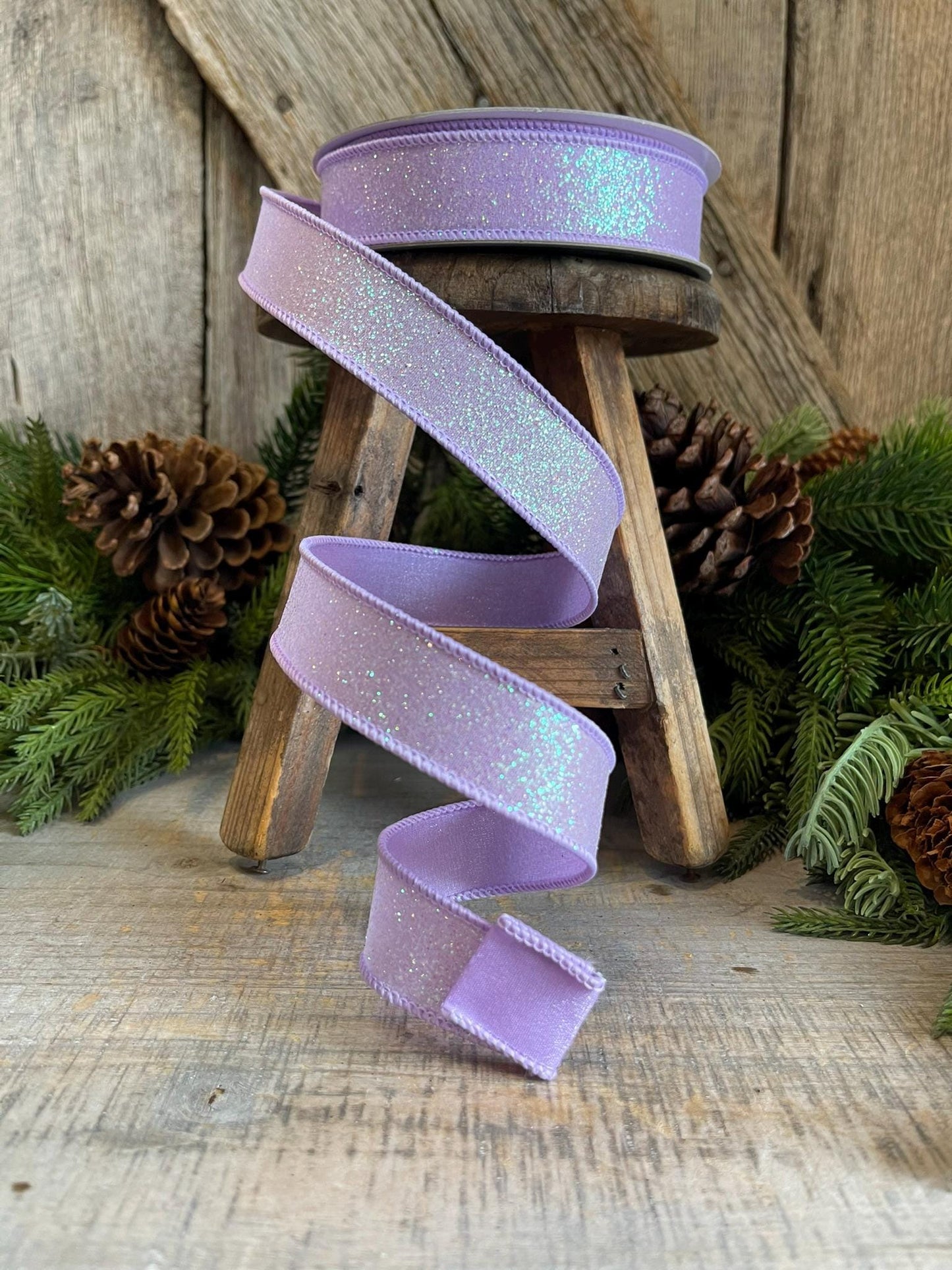 1" Purple Lavender Sugar Frost Ribbon, Farrisilk Ribbon