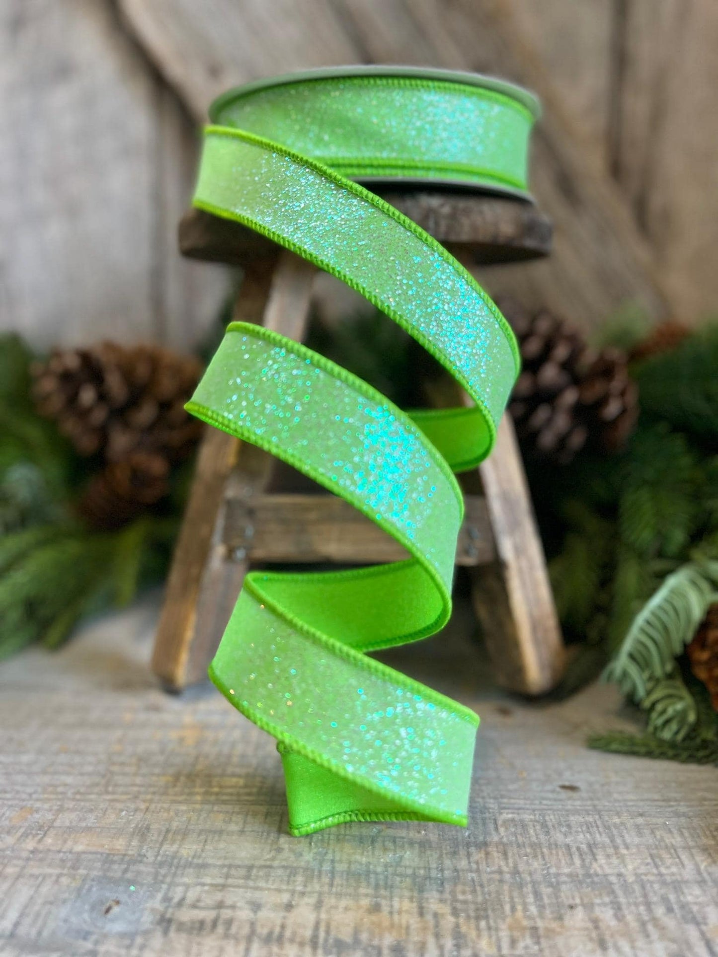 1" Lime Green Sugar Frost Ribbon, Farrisilk Ribbon