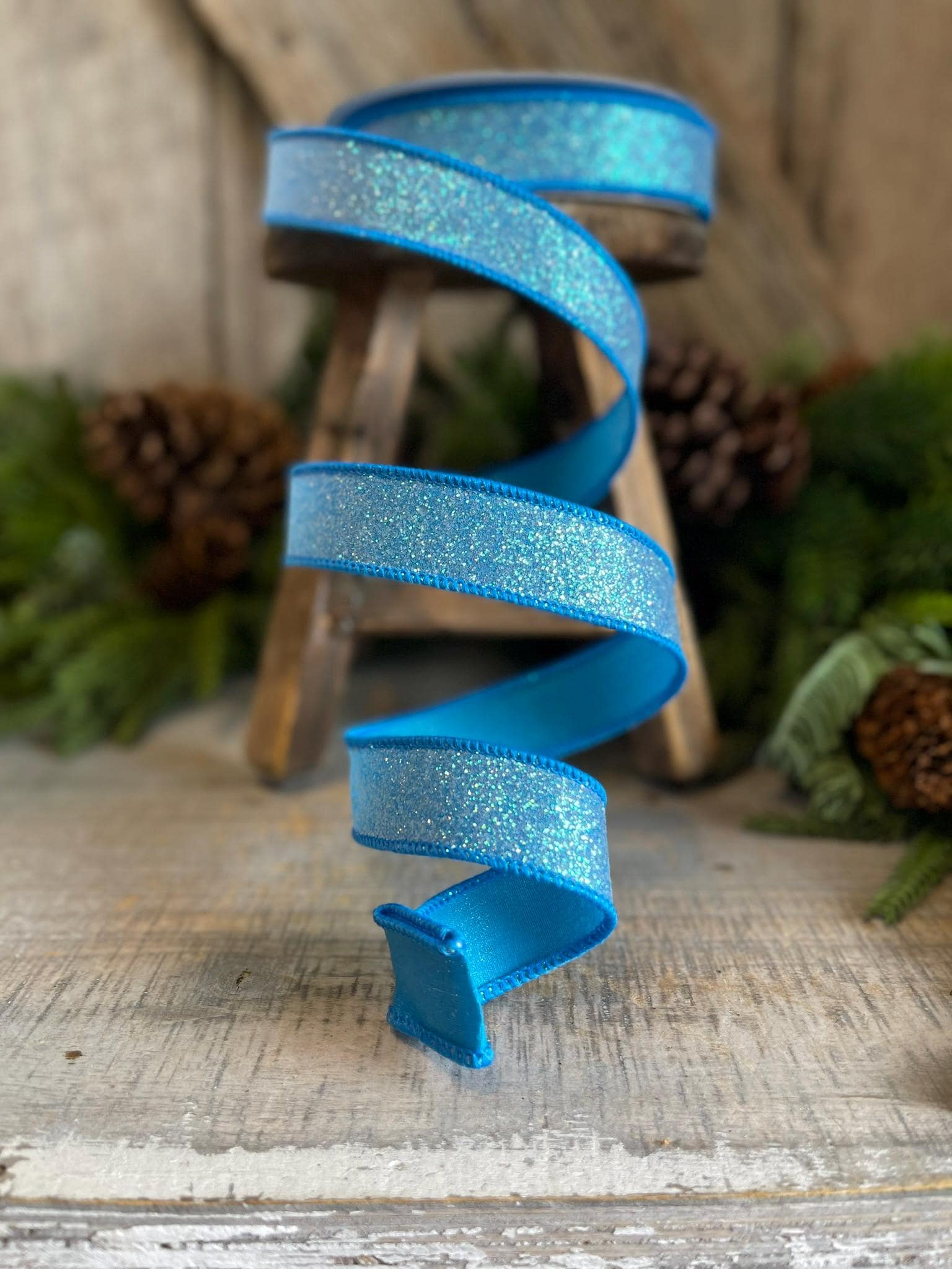 1" Turquoise Sugar Frost Ribbon, Farrisilk Ribbon