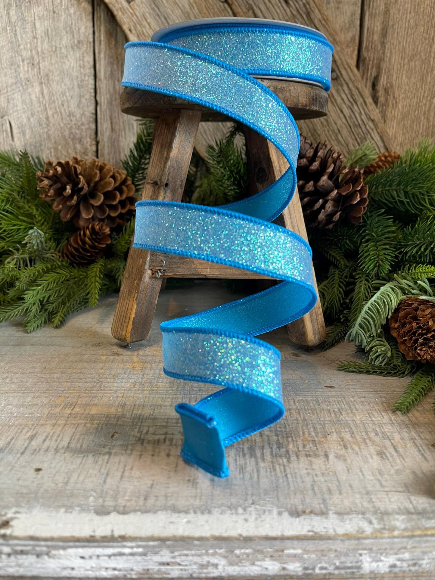 1" Turquoise Sugar Frost Ribbon, Farrisilk Ribbon