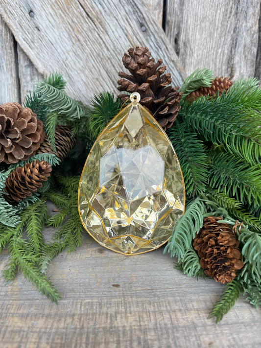 6" Gold Drop Ornament, Gold Jewel Oranament, Champagne Gold Ornament, Gold Christmas Ornament, Christmas Ornament, Gold Jewel Drop Ornament