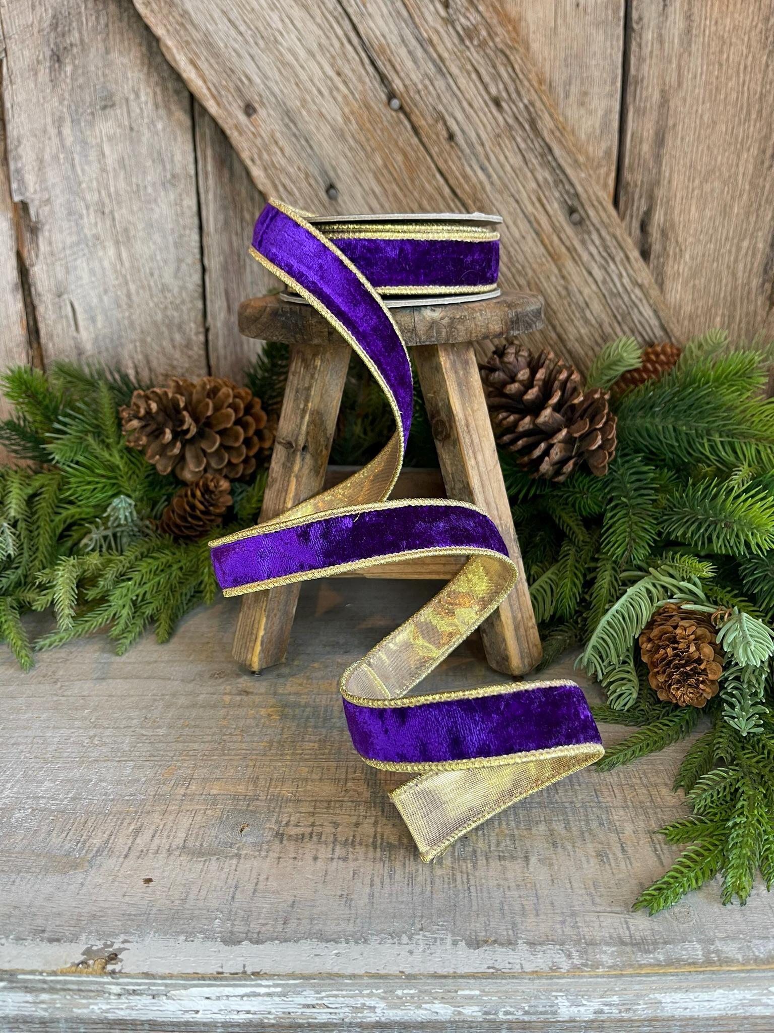 1" Purple Velvet Ribbon, Royal Purple Ribbon