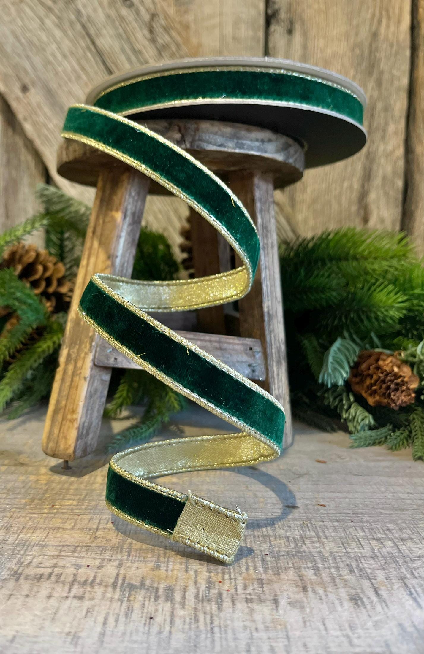 3/4" Emerald Green Flashy Velvet, Farrisilk Ribbon