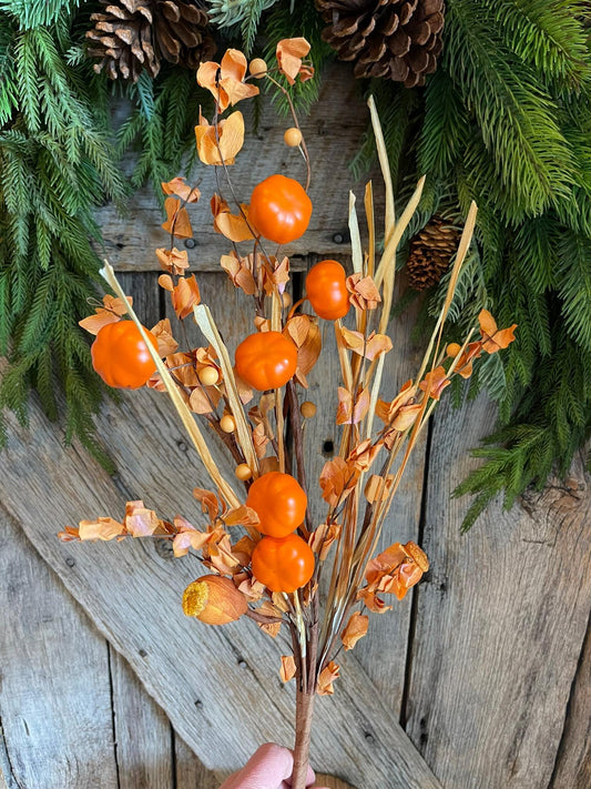 20" Fall Pumpkin Greenery Bush, Fall bush, Mini Pumpkin greenery, wreath supply, Fall Floral Bush, Fall Florals, Fall Filler, 40167-OR