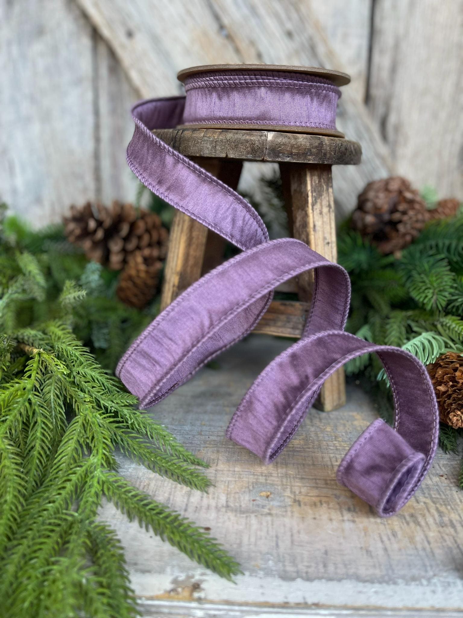 1" Purple Dupioni Ribbon, Lavender Purple Ribbon