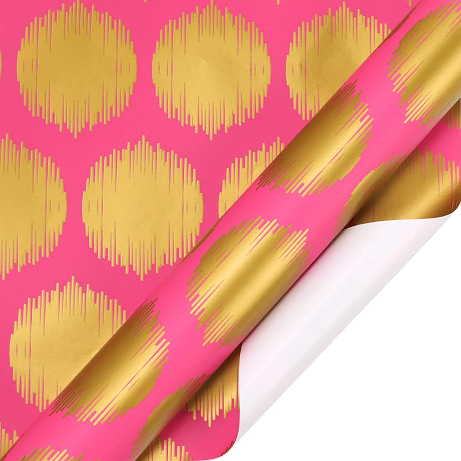 30" x 10' Hot Pink and Gold Wrapping Paper, Pink and Gold Wrapping Paper