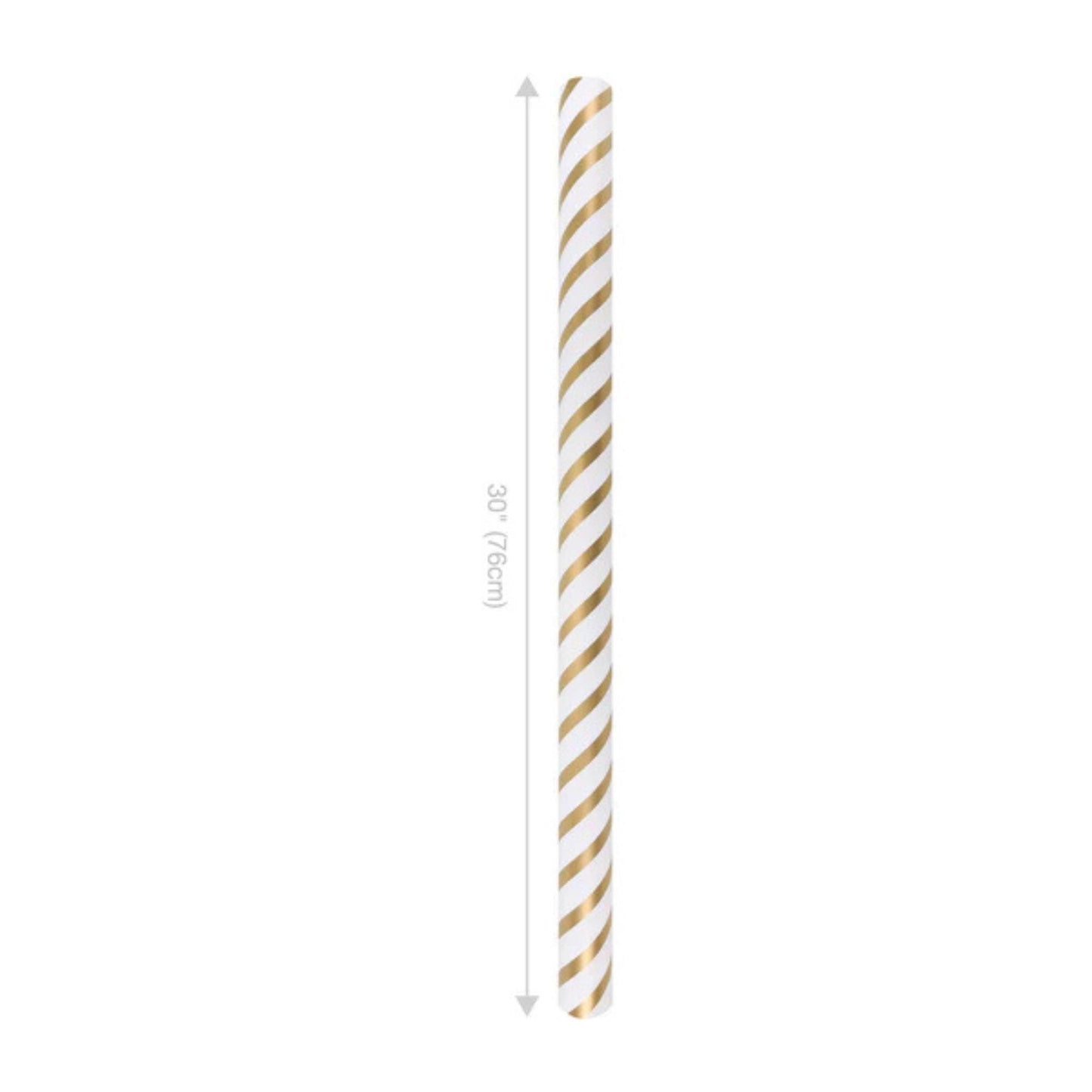 30" x 10' White Gold Diagonal Stripe Wrapping Paper, White and Gold Wrapping Paper