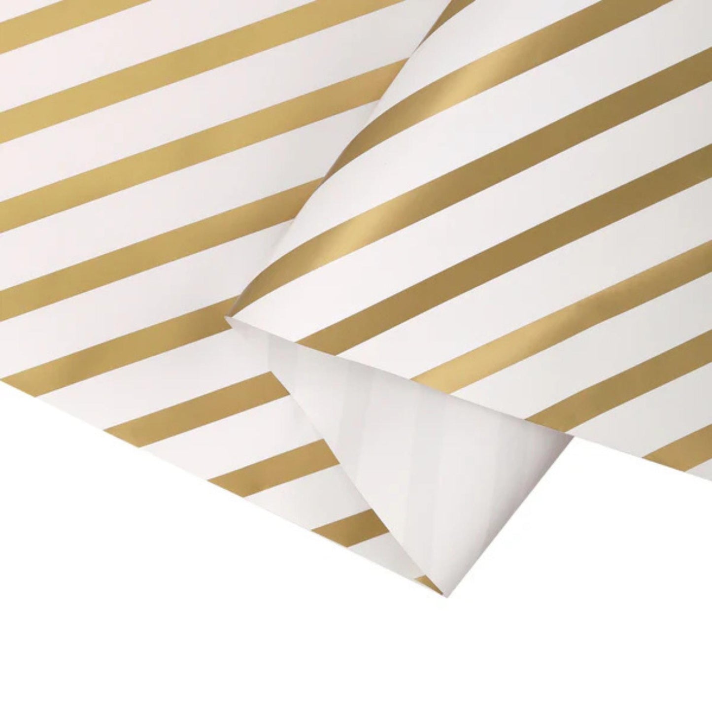 30" x 10' White Gold Diagonal Stripe Wrapping Paper, White and Gold Wrapping Paper