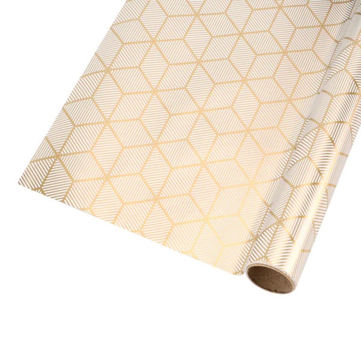 30" x 10' White Gold Geometric Wrapping Paper, White and Gold Wrapping Paper, Christmas Wrapping Paper, Wedding Wrapping Paper