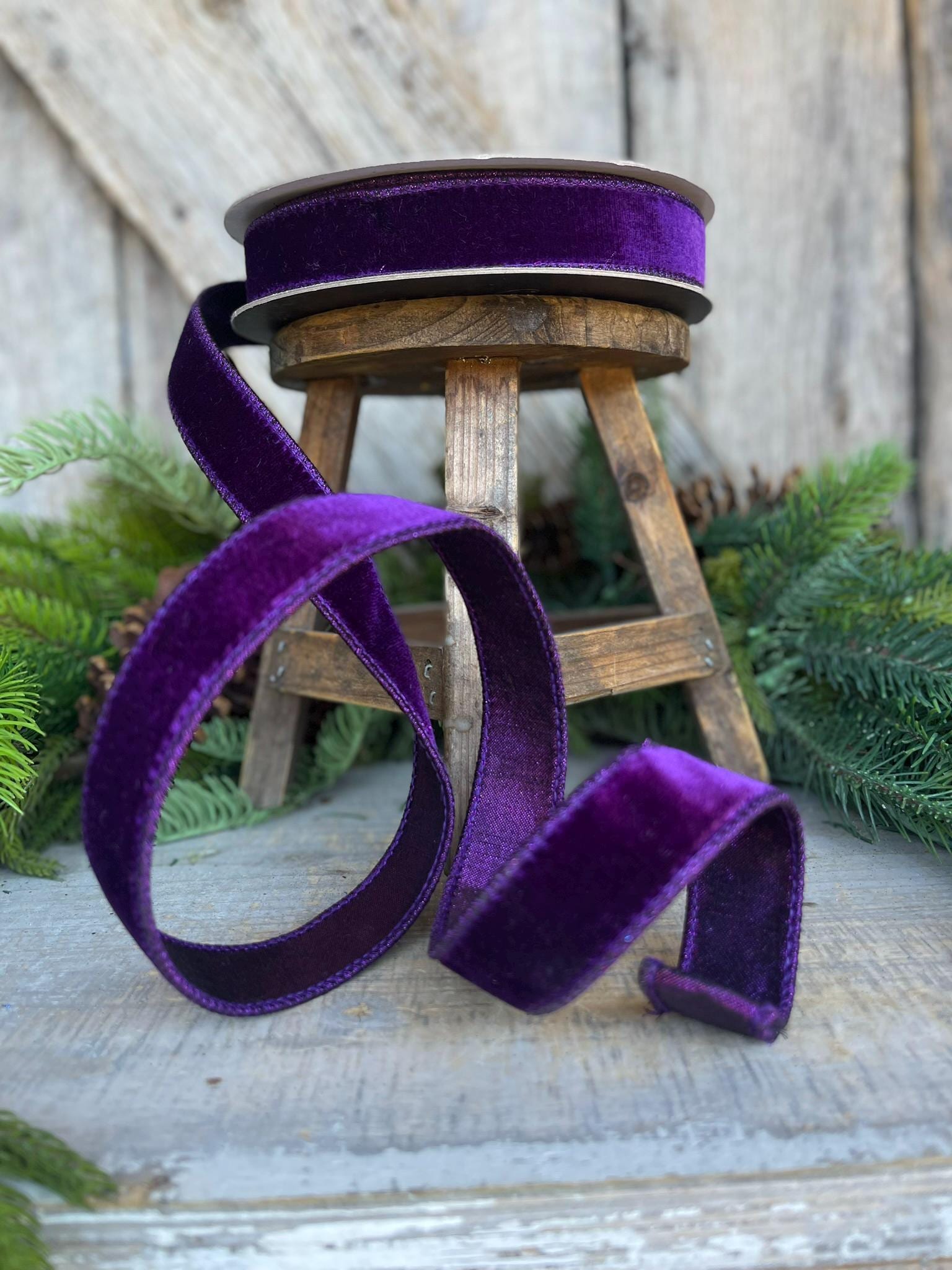 1" Purple Velvet Luster Ribbon, Farrisilk Ribbon