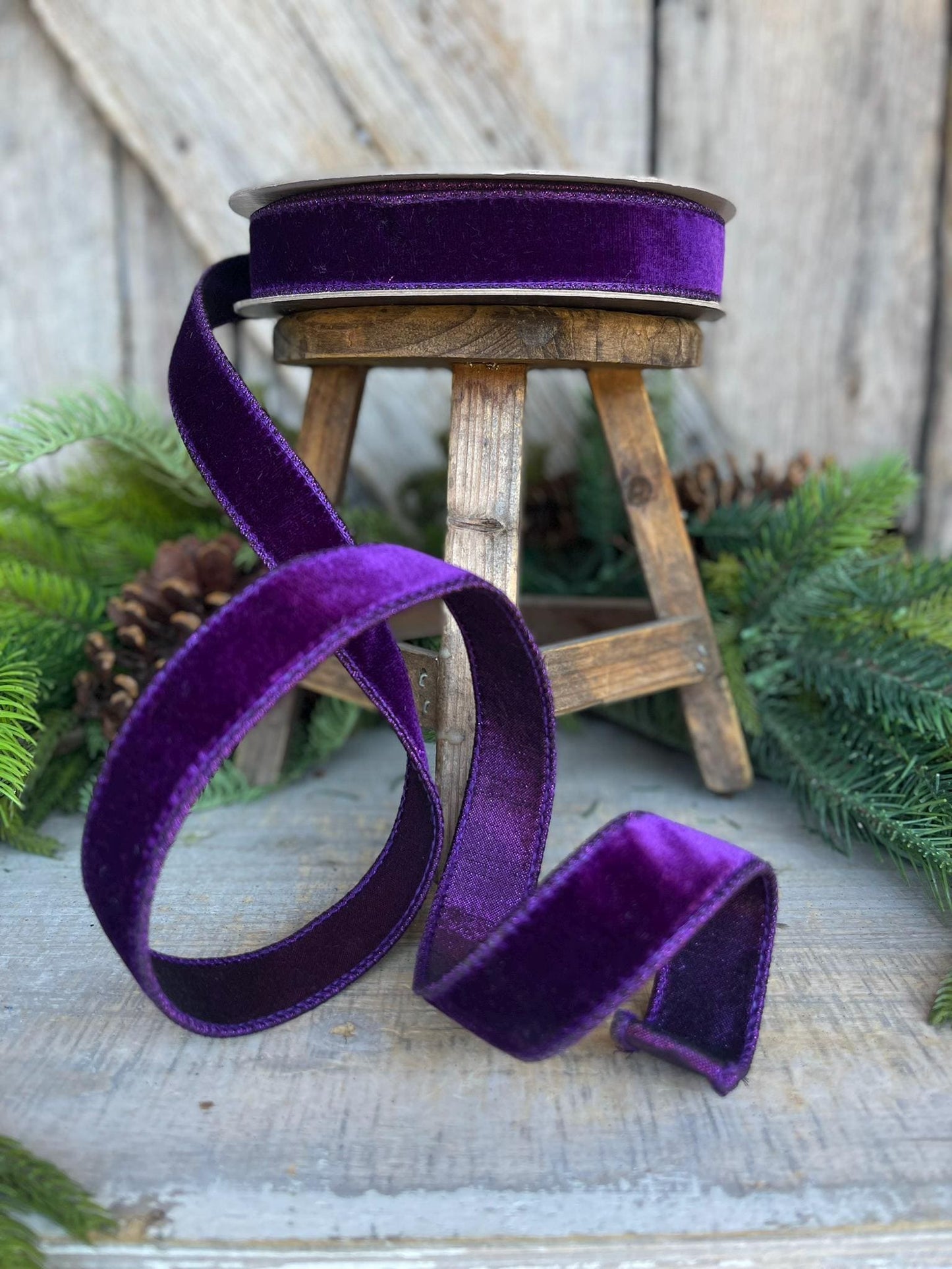 1" Purple Velvet Luster Ribbon, Farrisilk Ribbon