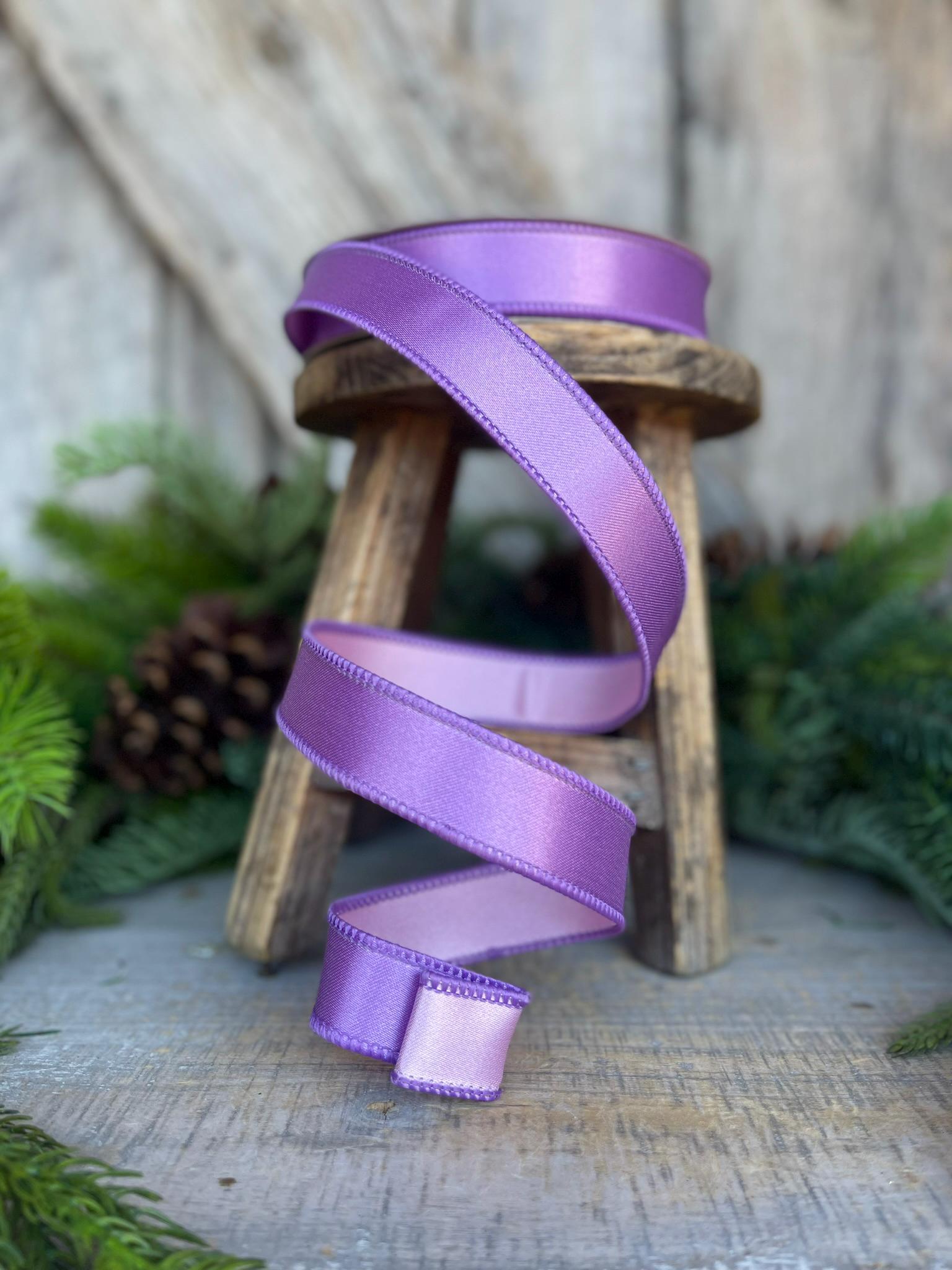 1" Purple Lavender Pink Wired Ribbon, Farrisilk Ribbon