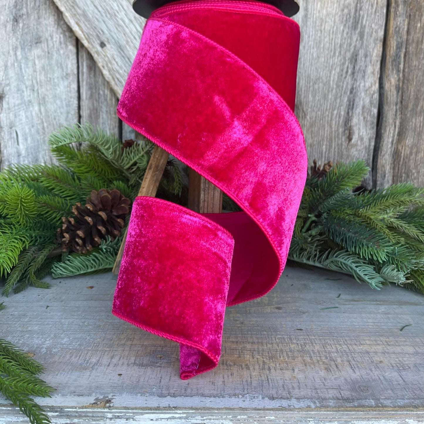 4" Hot pink Velvet ribbon, d stevens ribbon