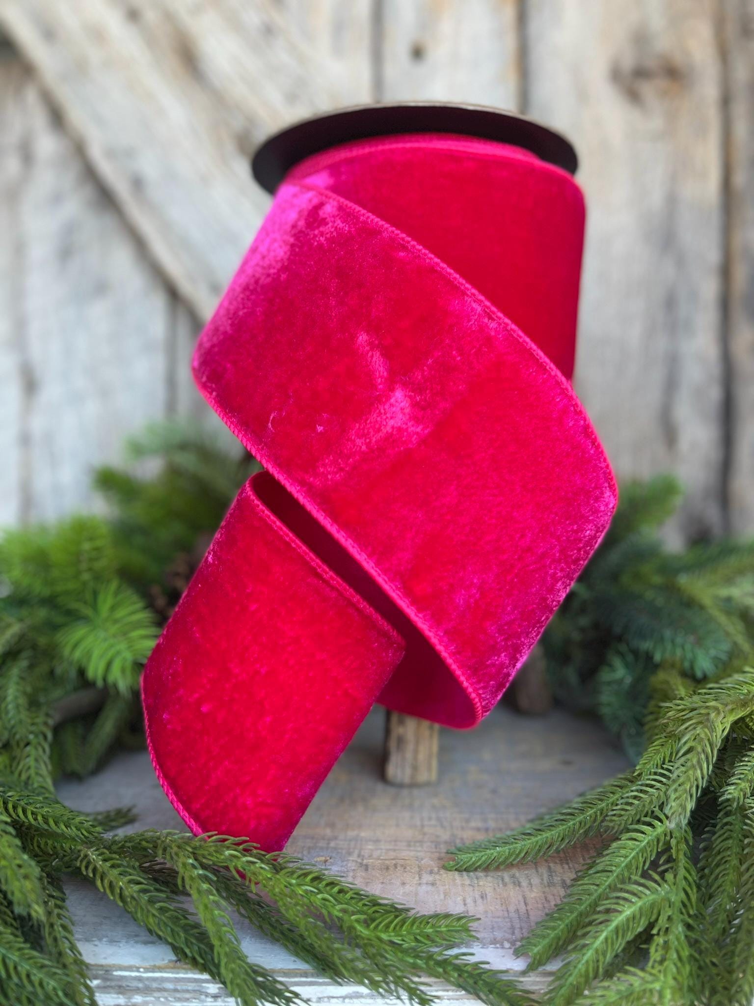 4" Hot pink Velvet ribbon, d stevens ribbon