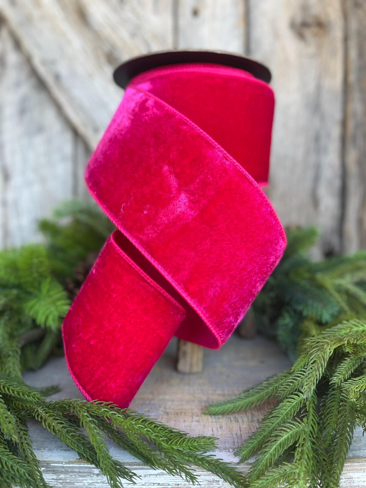 4" Hot pink Velvet ribbon, d stevens ribbon