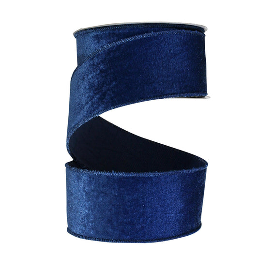 2.5" Blue Velveteen Ribbon, Navy Blue Ribbon, Blue Velvet Ribbon, Velvet Ribbon, Christmas Ribbon, Wired RIbbon, Wired Velvet