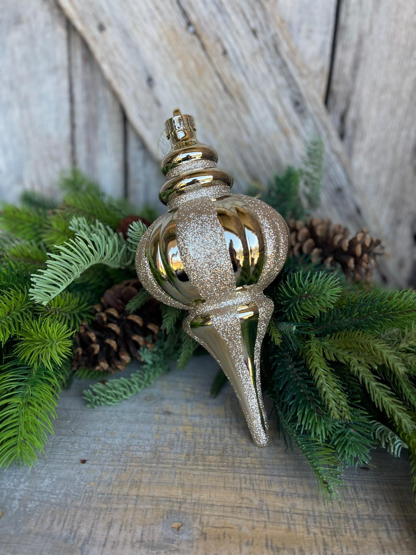 10" Champagne Gold Finial Ornament,Shatterproof Ornament, Gold Ornaments, Finial Ornaments, Christmas Ornaments, 84910CH