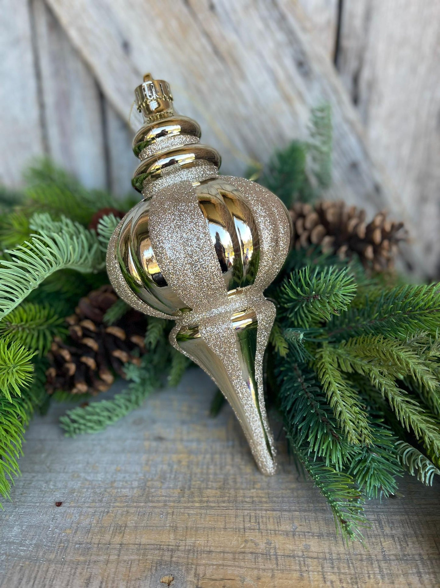 10" Champagne Gold Finial Ornament,Shatterproof Ornament, Gold Ornaments, Finial Ornaments, Christmas Ornaments, 84910CH