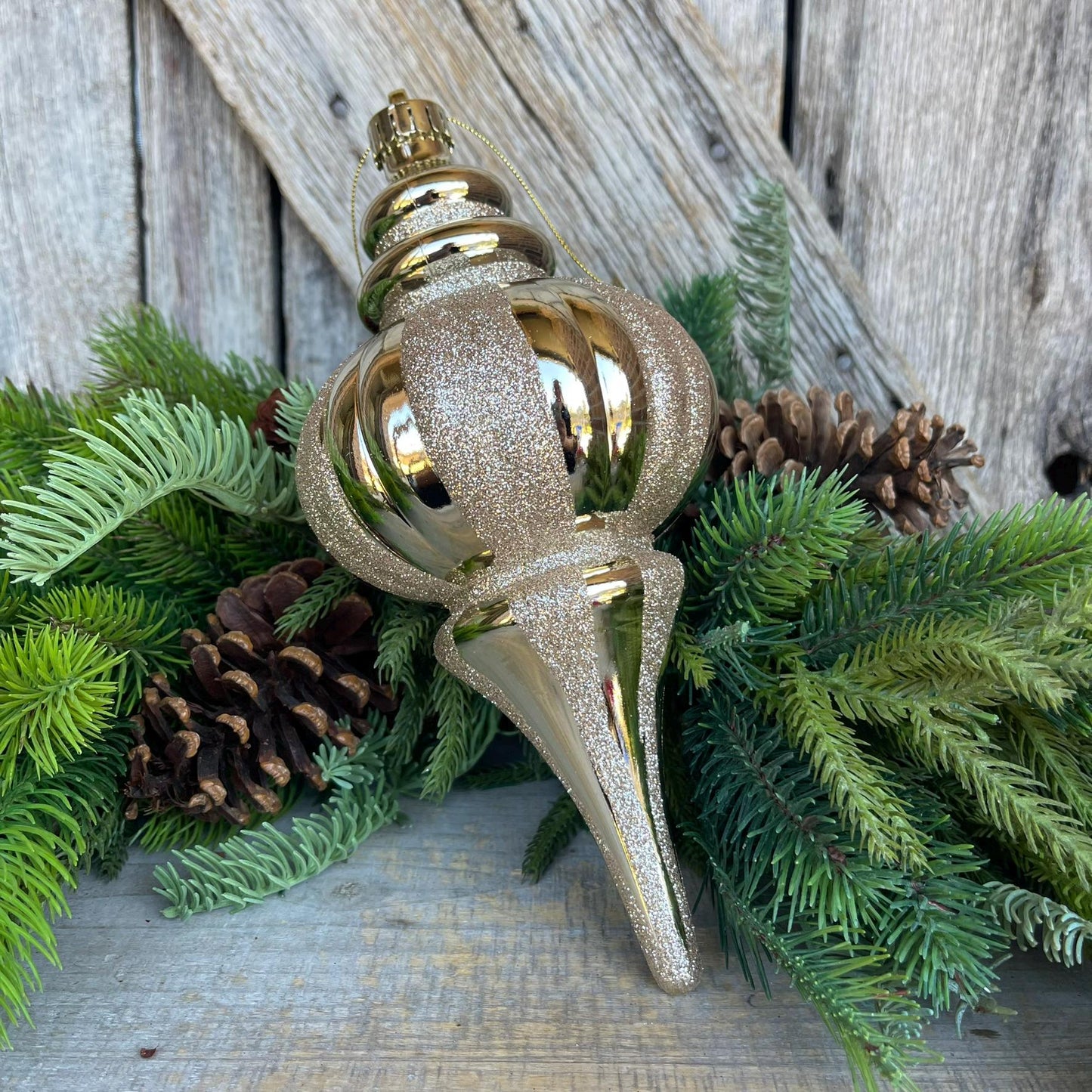 10" Champagne Gold Finial Ornament,Shatterproof Ornament, Gold Ornaments, Finial Ornaments, Christmas Ornaments, 84910CH