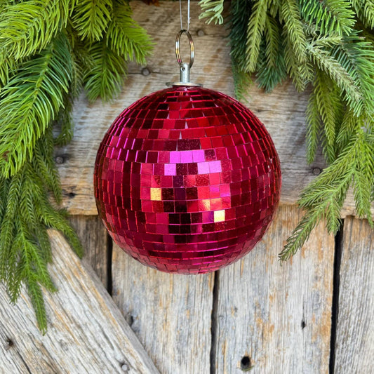 6" Hot Pink Disco Ball Ornament, Hot pink Disco Ball, Large Pink Ornament, Hot pink Ornament, Christmas Ornament, 85961BT