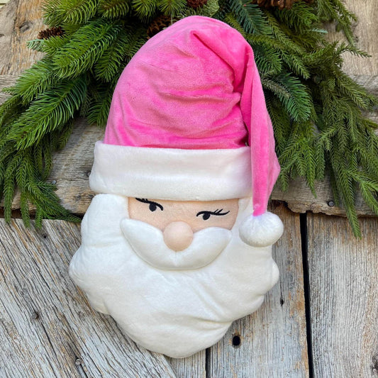 15" Pink Santa Ornament, Pink Santa Wreath Attachment, Plush Pink Santa Head, 85683PK