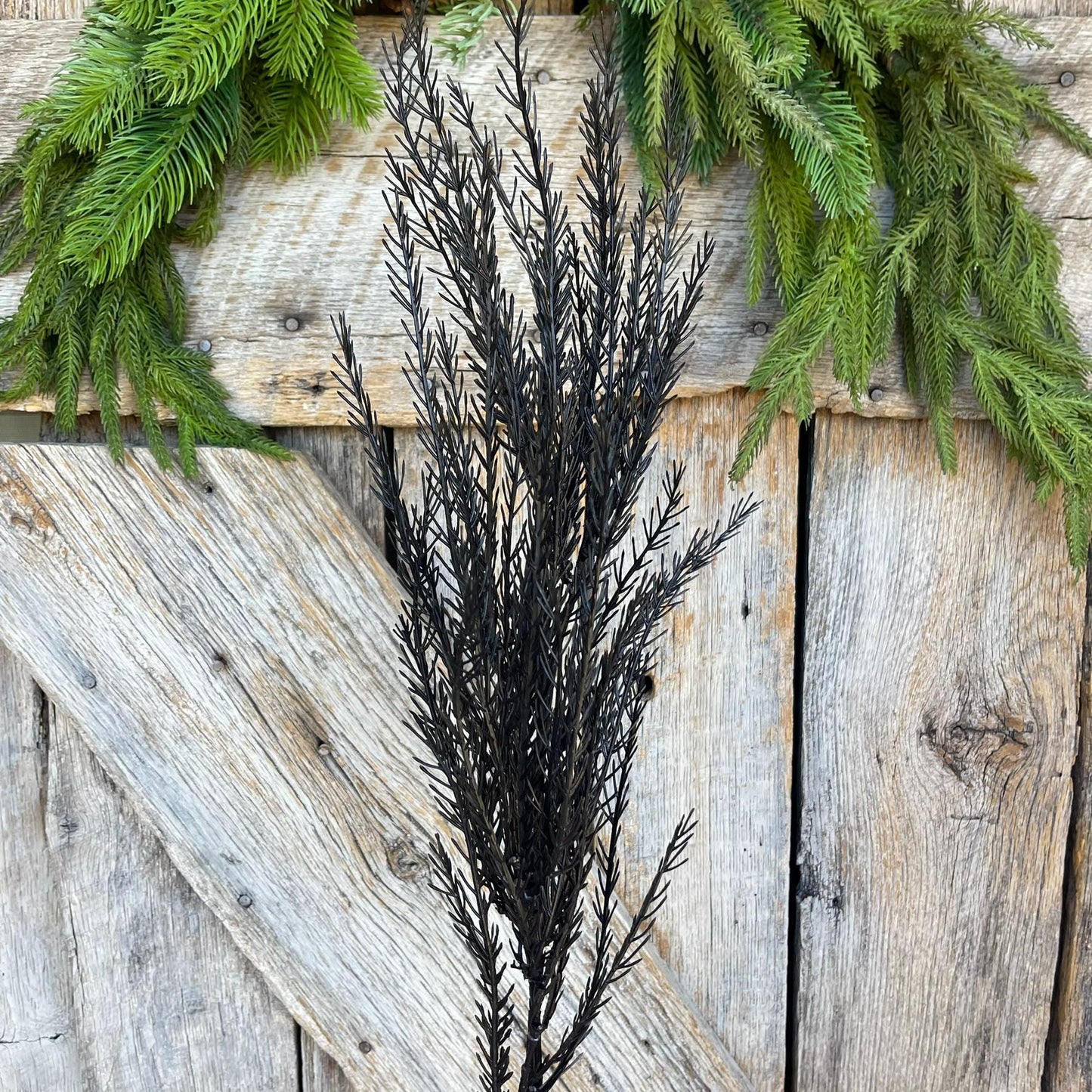 32" Black Fern Spray, Black Halloween Spray