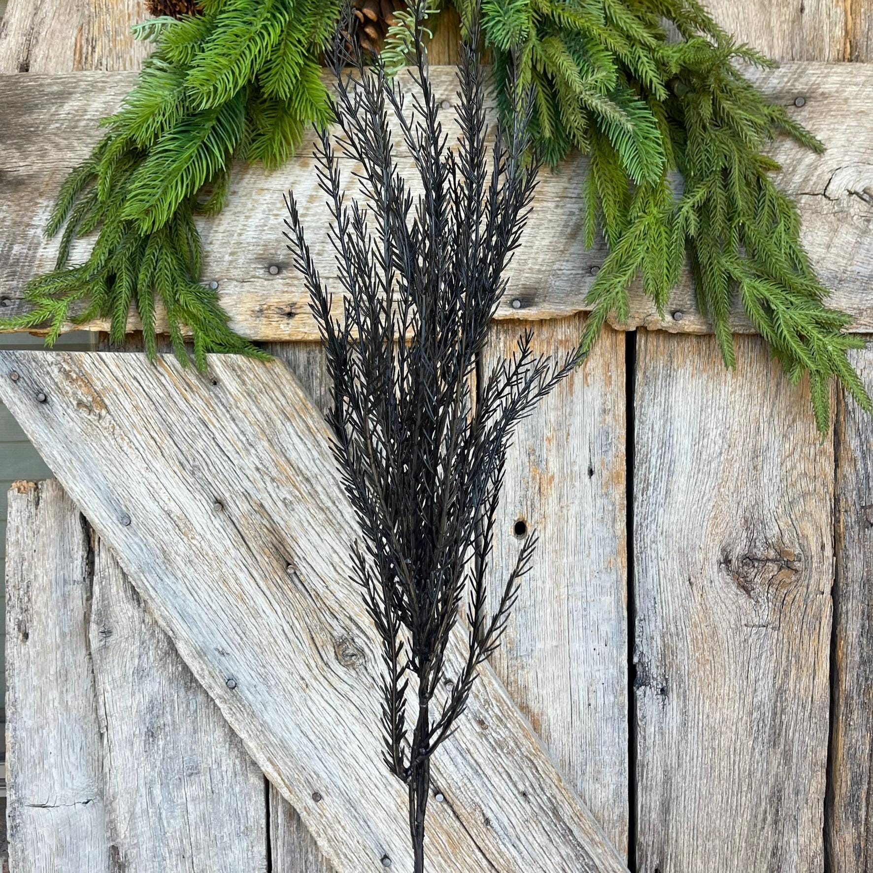 32" Black Fern Spray, Black Halloween Spray