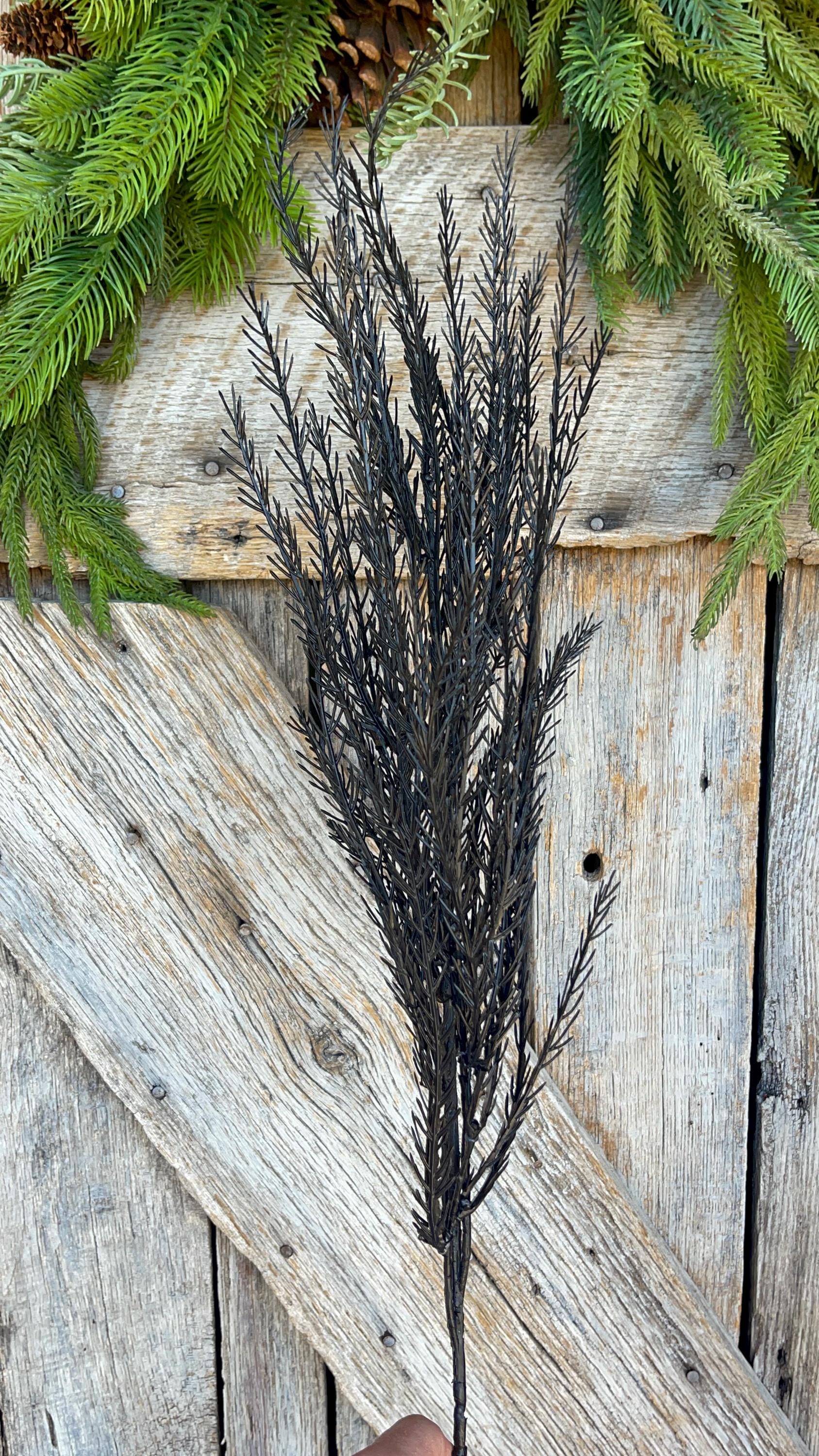 32" Black Fern Spray, Black Halloween Spray