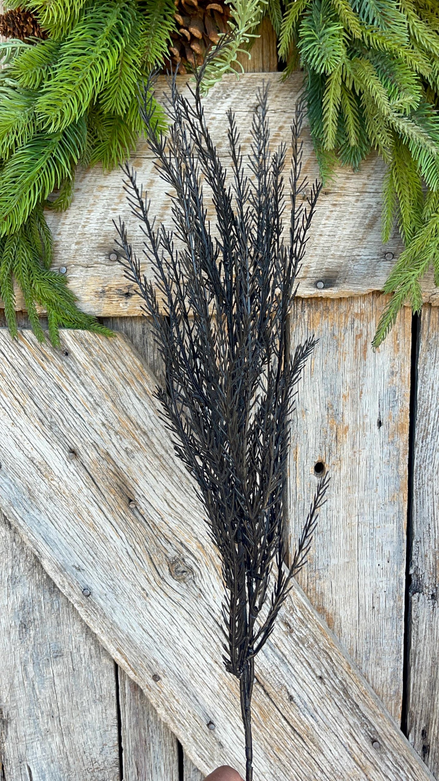 32" Black Fern Spray, Black Halloween Spray