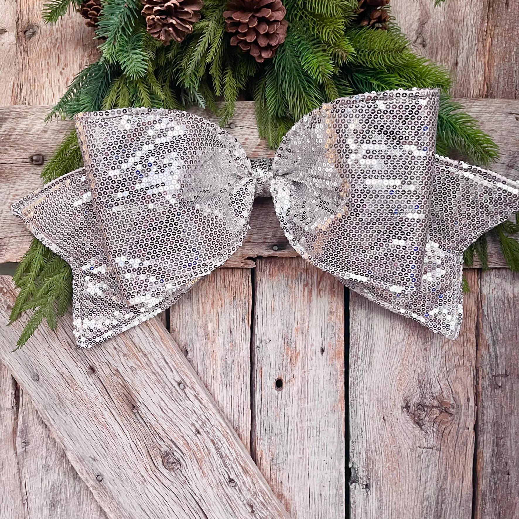 24" Silver Sequin Bow, Farrisilk Bow