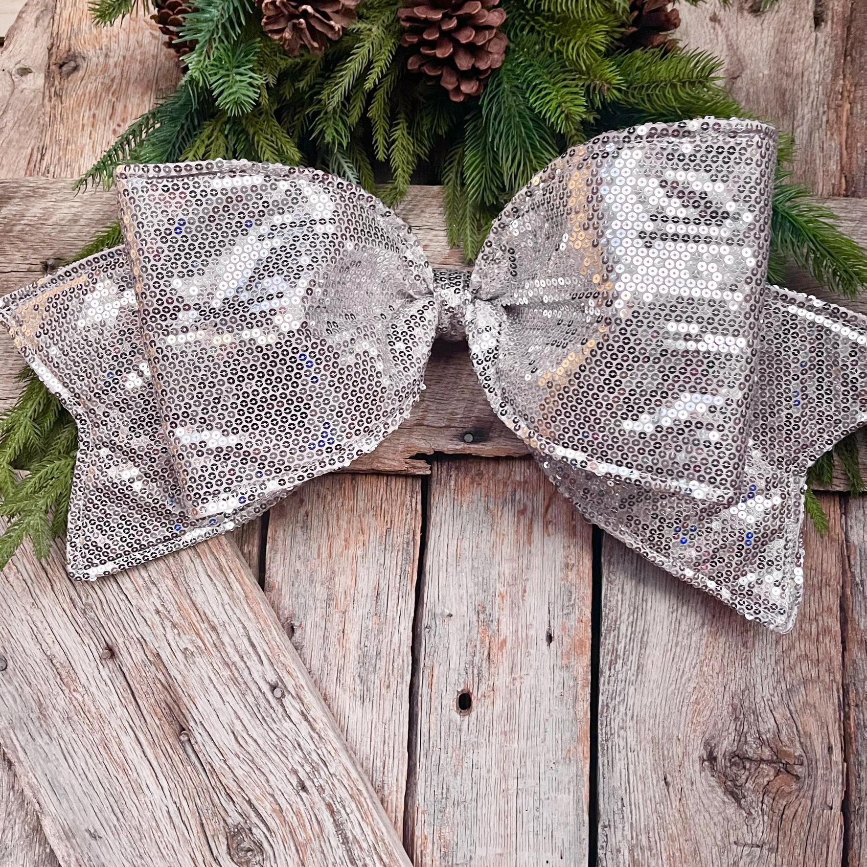 24" Silver Sequin Bow, Farrisilk Bow