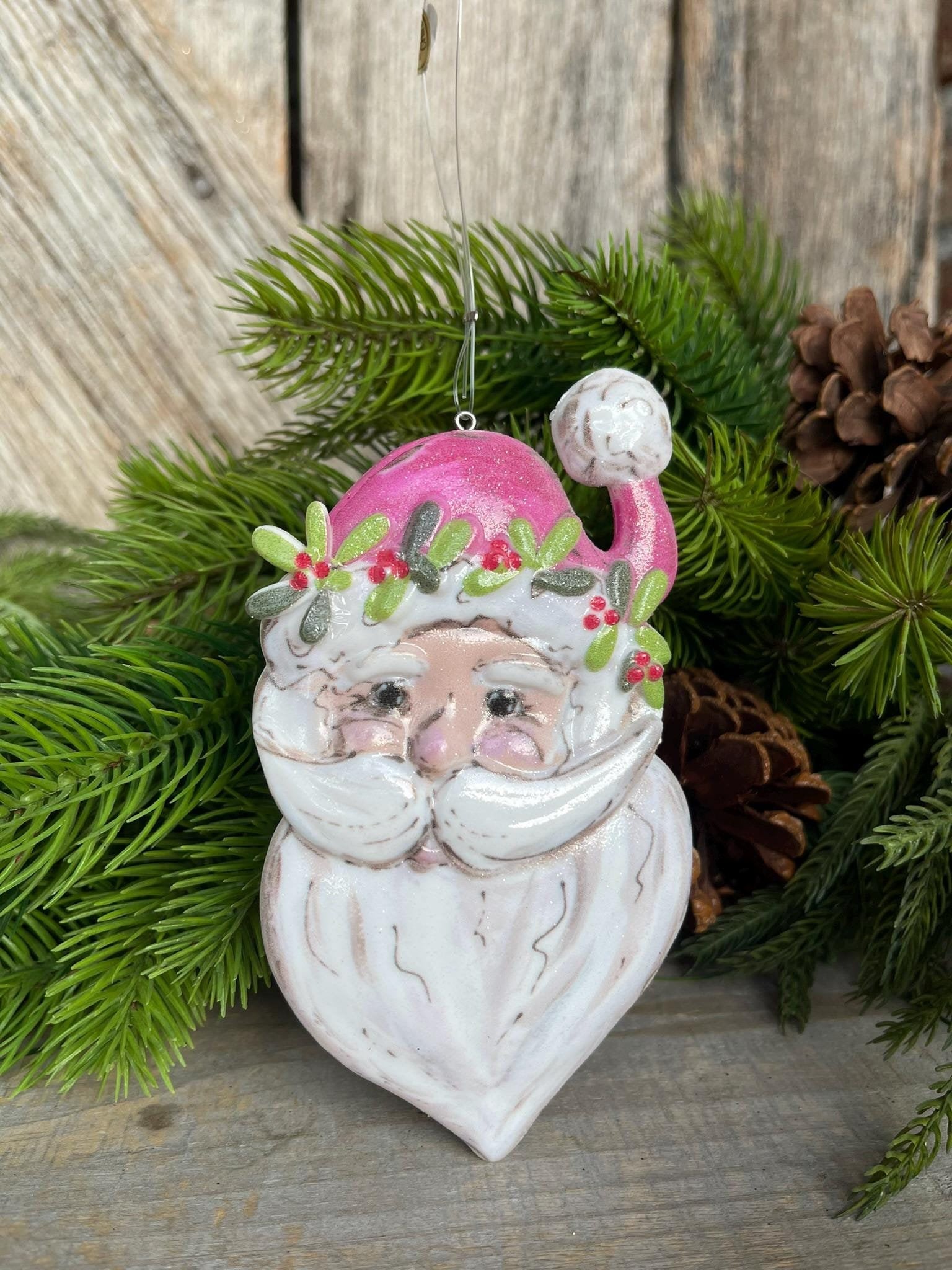 5.5" Pink Santa Ornament, Pinkmas Ornament