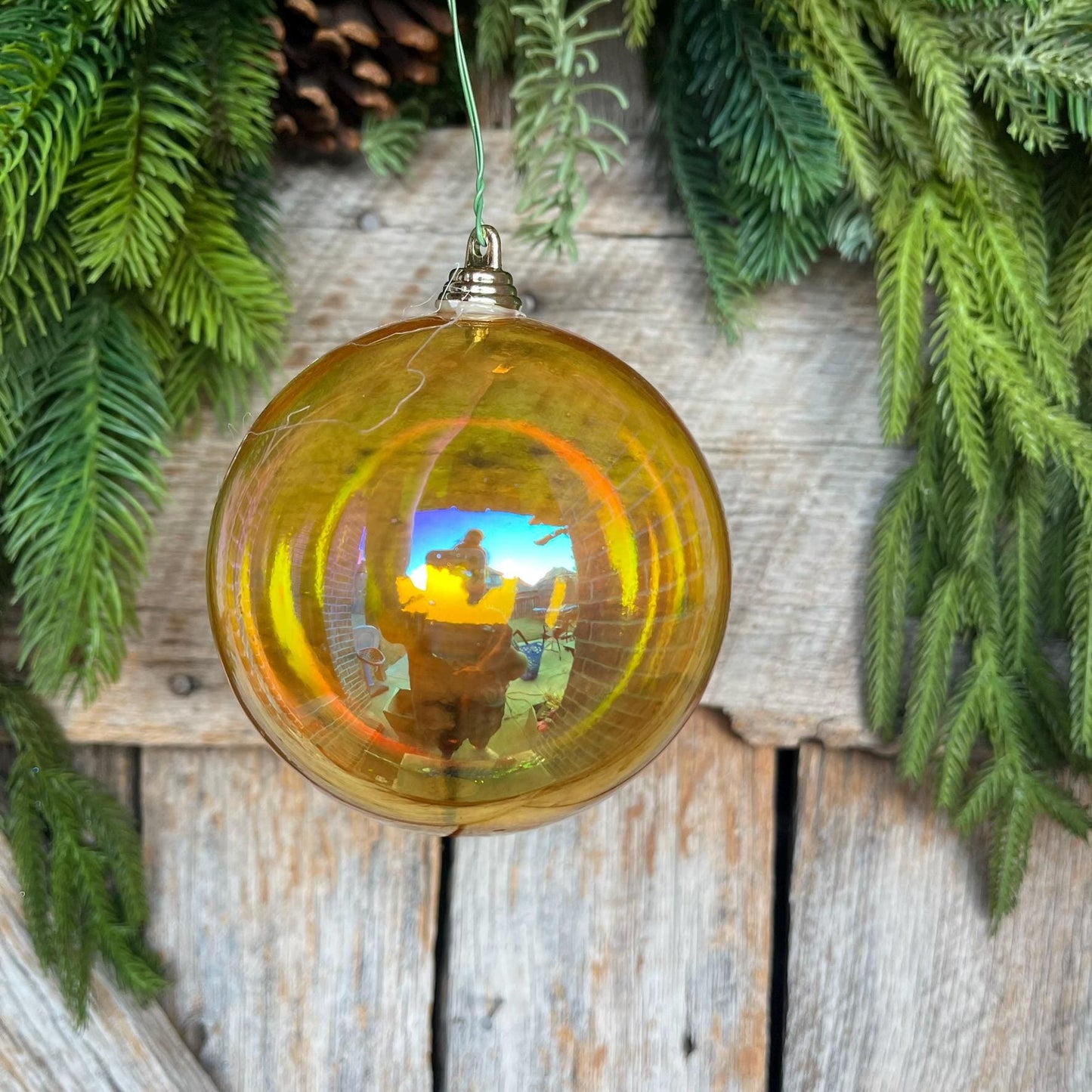 4" Iridescent Gold Ornament, Farrisilk Ornament